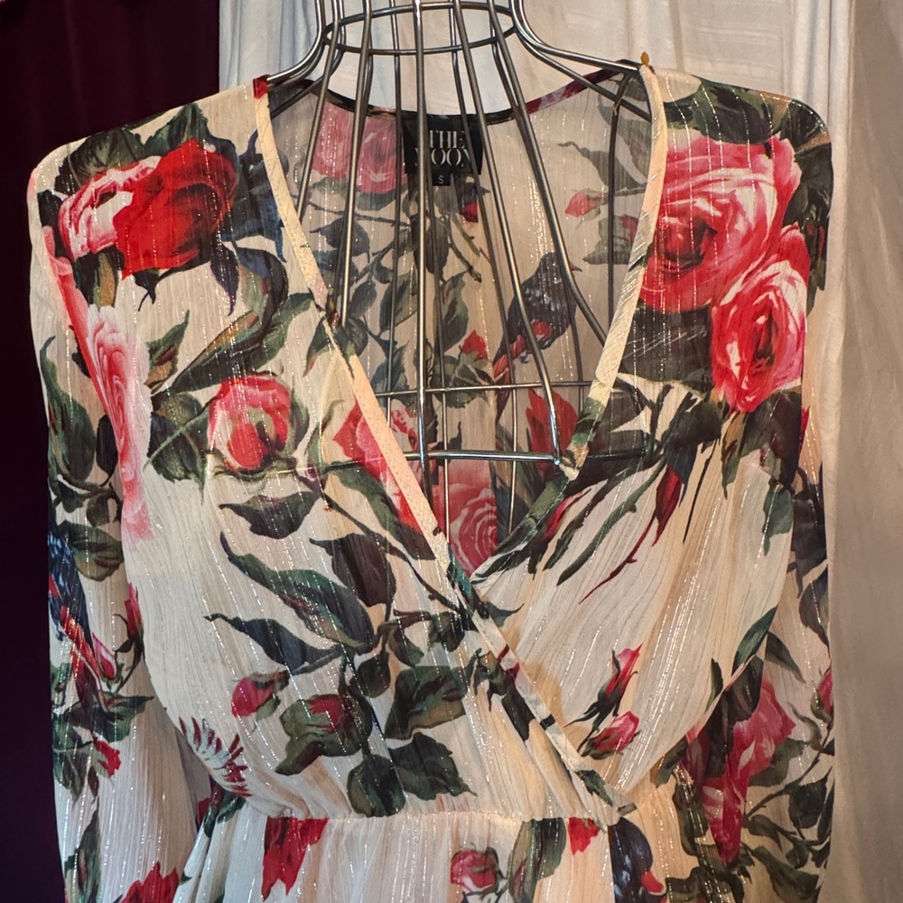 Rosebud and Sapsucker Maxi Dress with Silver Thread Detail, Small - Picture 4 of 9